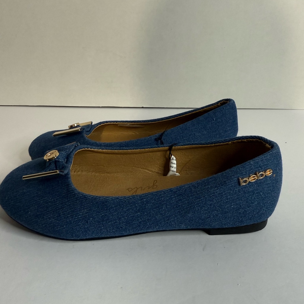 Bebe Girls Denim Ballet Flats With Bow Accent 1 New With Tags